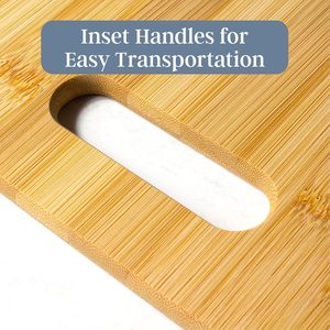 Bamboo Cutting Board <b>Set</b> 33x24cm 28x21.6cm With Handle For Kitchen Use - Product Image 3