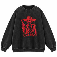 Sweat-shirt oversize délavé à l'acide, col rond, imprimé graphique, lourd, personnalisable avec logo, en coton, unisexe, streetwear, vente en gros