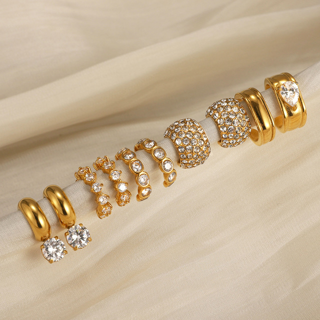 High End Luxury Waterproof 18K Gold Plated Micro Stone Zircon Pave Fine Stainless Steel Drop Earring Jewelry Women
