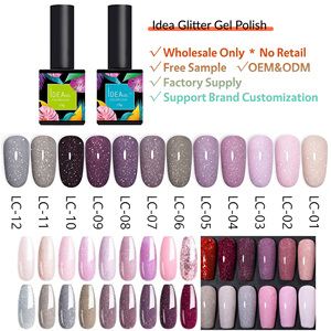 Smalto Gel Liquido Glitterato per Unghie, Lunga Durata, 12 Colori, <span class=keywords><strong>Rosso</strong></span> Nude Super Brillante, Cruelty Free, OEM ODM - Product Image 1