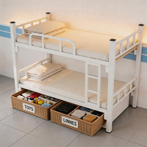 เตียงสองชั้นโลหะแบบเรียบง่ายสำหรับหอพักสถาบัน โครงเหล็กพร้อมราวกั้น - Product Image 1
