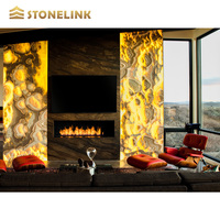 Carrelage mural de luxe en pierre bleue translucide d'onyx jaune