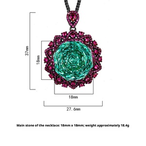 Collar Clásico con Colgante de Circonita Cúbica con Corte Rosa de 18 mm, Chapado en Oro sobre Cobre, Ecológico y Antideslustre, para Mujer - Product Image 2