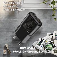 Chargeur USB Type C QC 3.0 30W à 2 ports, charge rapide pour téléphone portable, vente populaire