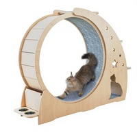 Mainan Treadmill Roda Kucing Miaolin Garden, Roller Olahraga Senyap, Bingkai Panjat Kayu Solid, Rak Tempat Tidur Kucing