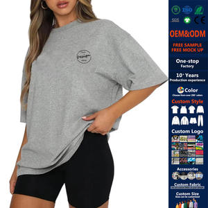 JL418A T-Shirt Oversize Stampate di Alta Qualità in Morbido Cotone 180GSM per Donne, T-Shirt Oversize Grigie con Spalle Scese - Product Image 1