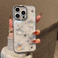 Nouvelle coque de téléphone transparente en TPU antichoc avec paillettes 3D en forme d'étoiles pour iPhone 16 15 14 13 Pro Max, style coréen