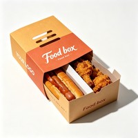 Boîte en papier kraft écologique avec compartiments pliables personnalisés pour poulet frit, emballage alimentaire en papier kraft de qualité alimentaire