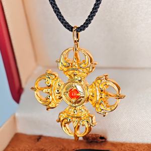 Pendentif en argent 925 UM Jewelry avec agate et filament, plaqué or 18 carats, forme de fleur, pour homme et femme, à porter au quotidien, cadeau d'anniversaire de mariage - Product Image 4