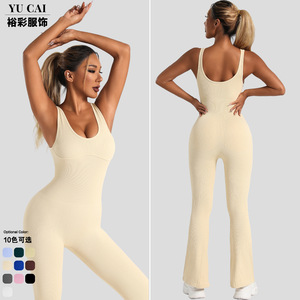 Combinaison de sport moulante et respirante pour femme Tiyo, dos nu, poitrine rembourrée, double couche, col rond, 100 % polyester - Product Image 3