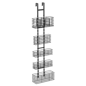 Multi Layer Behind <b>Door</b> Storage Basket 5 Tier Wall Mounted Bathroom Organizer Black And White Custom Size Durable - Product Image 5