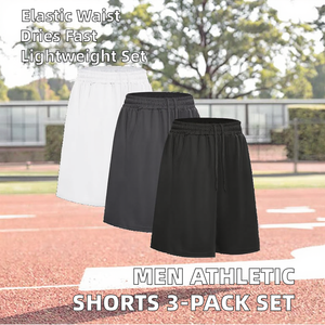 <b>Men</b> High Street Athletic <b>Shorts</b> 3 Pack High Elastic Drawstring <b>Lightweight</b> Anti-Wrinkle Breathable Quick Dry Gym Workout <b>Shorts</b> - Product Image 2