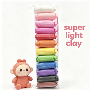 12 COULEURS CLAY CROWN Pâte à modeler super légère séchant à l'air, non toxique, personnalisable, pour cosplay, slime, artisanat DIY, pour le développement des enfants - Product Image 1