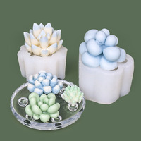 Série succulente bricolage Silicone moules 3D cactus bougie fleur moule pour bougies parfumées savons faisant bricolage moule