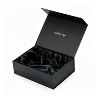 Boîte en carton rigide avec doublure en satin noir, logo personnalisé, fermeture magnétique, emballage cadeau de luxe pour vêtements et cadeaux vestimentaires