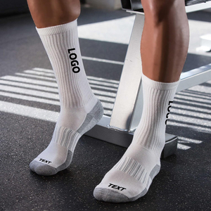 Kaus kaki olahraga kustom kualitas tinggi elastis tahan lama untuk pria kaus kaki logo rajutan anti-bau menyerap kelembapan berbantalan bersirkulasi udara - Product Image 4