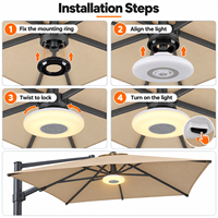 Lampe LED rechargeable pour parasol avec haut-parleur Bluetooth, pour parasols déportés, lampe de jardin extérieure à fixation centrale