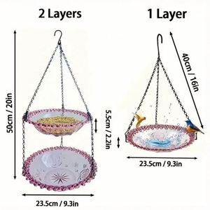 Bird <b>Bath</b> Seed Feeder Garden Plate Hanging Tray for Wild Backyard Attracting Birds Promotion Gift - Product Image 2