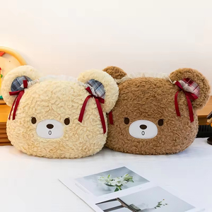 Coussin en peluche tête d'ours 30x40cm, matériau doux et mignon, jouet en peluche, poupée compagnon, cadeau, vente en gros - Product Image 1