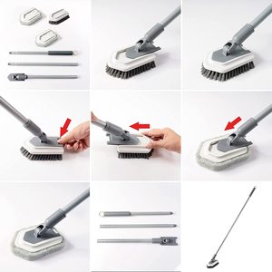 Scrubber per vasca <span class=keywords><strong>e</strong></span> piastrelle 2 in 1 con manico lungo Scrubber per doccia allungabile per la pulizia della vasca da bagno cucina a parete - Product Image 4