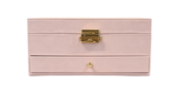 Boîte de rangement pour bijoux en cuir PU double couche, doublée de velours, avec crochets pour colliers, anneaux, boucles d'oreilles, tiroir de rangement, coffret cadeau