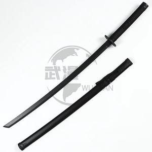 Katana Giapponese Nera Non Affilata in Legno per Allenamento <span class=keywords><strong>Samurai</strong></span> con Fodero Saya Nero Abbinato - Product Image 1