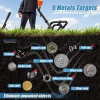 Détecteur de métaux et d'or, longue portée 5 mètres, pour la recherche de trésors, avec fonction de détection et localisation ciblée (PINPOINT SENS DISC), en plastique