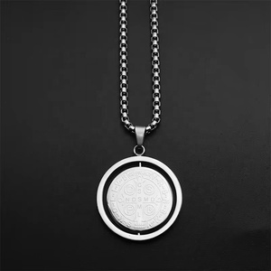 Stainless Steel <strong>Religious</strong> <strong>Items</strong> Christian Charm Necklaces with Personalized Catholic Saint Benedict Cross Rotation Pendant - Product Image 3