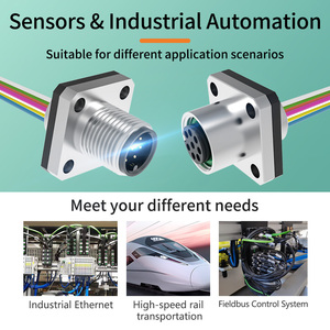موصل لوحة تثبيت أوتوماتيكي M12 بـ <span class=keywords><strong>2</strong></span>-17 سن من نوع DIN مقاوم للماء IP67 مع شفة مربعة ورمز A-B-D ذكر وأنثى مع أسلاك - Product Image 4