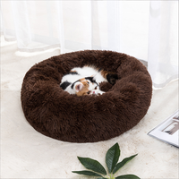 Topseller Großhandel 100% Baumwolle Rundes Langes Hundebett Abnehmbar Super Plüschig Atmungsaktiv Beruhigendes Katzenbett für Drinnen und Draußen