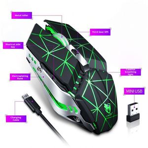 Ratón Inalámbrico Óptico Recargable X514 RGB 2.4G, Ratón Silencioso para Juegos de Computadora, USB Mecánico, Retroiluminado para eSports, Ratón Gamer para PC - Product Image 4