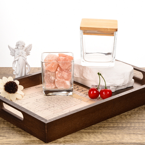 Ru Sao 80Ml 120Ml 600Ml Vuông Thủy Tinh Nến <span class=keywords><strong>Jar</strong></span> Rõ Ràng Tàu Thủy Tinh Với Nắp Tre - Product Image 6