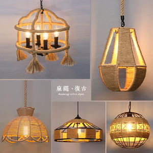 Venta al por Mayor de Lámparas de Araña, Lámpara Comercial de Cuerda de Cáñamo, Estilo Industrial Retro de Una Sola Cabeza para Pasillo, <span class=keywords><strong>Restaurante</strong></span> y Tienda de Ropa - Product Image 2