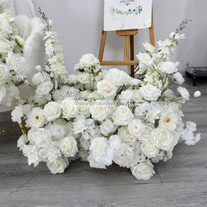 Low Price Wholesale Promise Wedding Back to School <b>White</b> <b>Rose</b> Silk <b>Artificial</b> Flower Runner Backdrop Customizable Sizes - Product Image 6