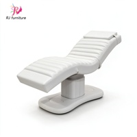 Lit de massage électrique à 3 moteurs avec revêtement en cuir PU blanc, lit de massage de luxe moderne en forme de S en PVC, lit de beauté multifonctionnel