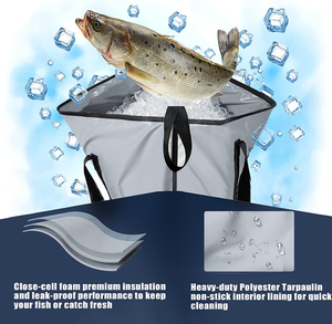 Sac isotherme pliable 24L en TPU pour la pêche, étanche, anti-fuite, épais, pour la conservation des aliments frais, réfrigérateur souple pour la pêche en mer et la pêche sur roche, avec compartiment pour glace - Product Image 4