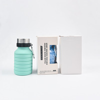 Bouteille d'eau pliable en silicone sans BPA avec logo personnalisé, bouteille d'eau de sport pliable pour enfants