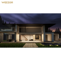 Porte coulissante double vitrage en alliage d'aluminium Wazzor, isolation thermique pour patio de villa, en promotion