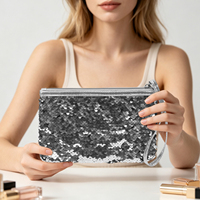 Pochette de toilette élégante à sequins, réversible et scintillante, pour femme, style Y2K, pochette de soirée et rangement de maquillage de voyage, personnalisable