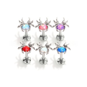 Boucles d'oreilles en opale en forme d'araignée, en alliage de titane, bijoux de piercing pour cartilage, accessoire de mode pour soirée - Product Image 4