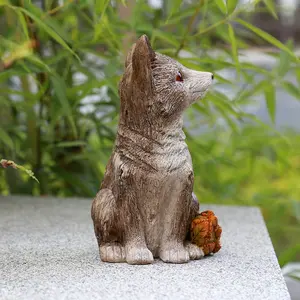 Ornamentos de jardim em resina Fun estátuas de animais em resina estátua em forma de raposa