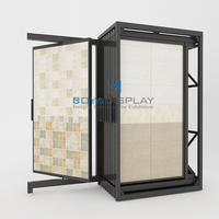 Présentoirs de sol en bois Design moderne Dalle de carrelage de porte en bois rotative Pull-Push Présentoir de carreaux de sol personnalisé