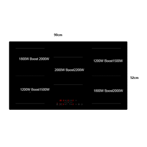 <span class=keywords><strong>Table</strong></span> <span class=keywords><strong>de</strong></span> <span class=keywords><strong>cuisson</strong></span> à induction encastrable 8600W 90cm avec 5 zones <span class=keywords><strong>de</strong></span> <span class=keywords><strong>cuisson</strong></span>, plaque vitrocéramique noire avec commande tactile pour cuisine - Product Image 3