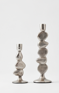 Candle Holder Silver Finish Sculptural <b>Bubble</b> Design Metal Candlestick Stand Elegant Table Centerpiece Home <b>Wedding</b> Event Decor - Product Image 2