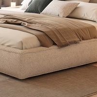 Lit double rembourré moderne en tissu style Wabi Sabi, type bloc de tofu, pour chambre à coucher, mobilier de maison