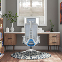 Chaise de bureau ergonomique ZHONG BAI de haute qualité, pivotante, réglable en hauteur, avec dossier haut en maille, base en acier et accoudoirs fixes