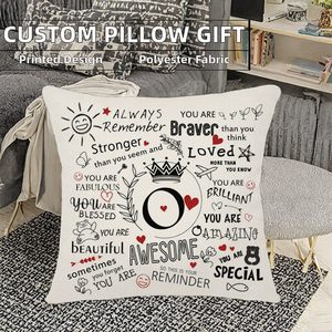 Custom Modern Square <strong>Cushion</strong> Cover 26 <strong>Letters</strong> Throw Pillow for Home Sublimation Print Low MOQ Gift for Friends - Product Image 2