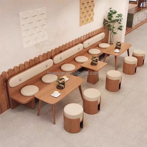 Set di Sedute Moderne in Legno per Caffè, Divanetti con Tavoli e Sgabelli per Bistrot - Product Image 4