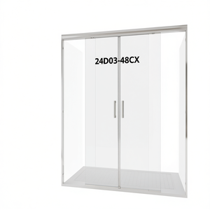 Puerta de Ducha Corredera Doble Cromada de 44-48 Pulgadas de Ancho x 72 Pulgadas de Alto, Semi Sin Marco, Vidrio Templado de 1/4 de Pulgada, Diseño Contemporáneo para Baño - Product Image 1