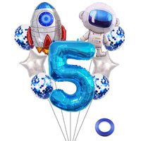 Balon Foil Tema Luar Angkasa Roket Astronot Bulan Bintang untuk Anak-anak Dekorasi Pesta Ulang Tahun Anak Laki-laki Galaksi Luar Angkasa Globos